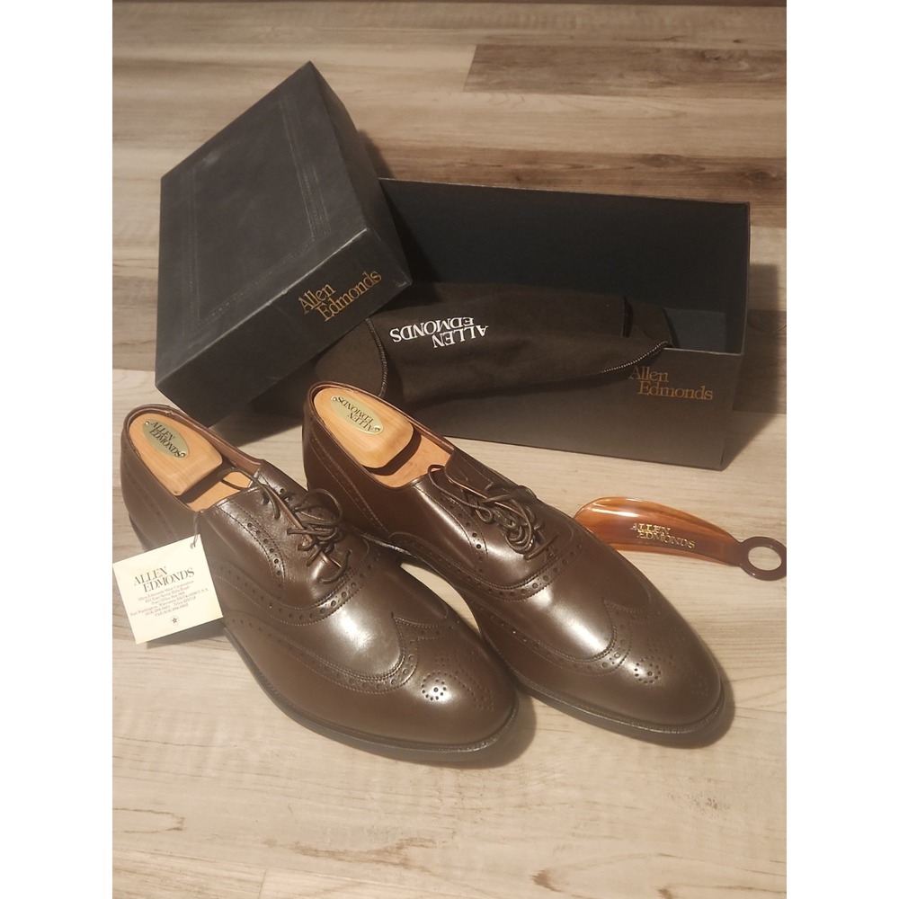 Vintage Allen Admonds Chester Genuine Leather Made In USA Oxford Brown Lace Up